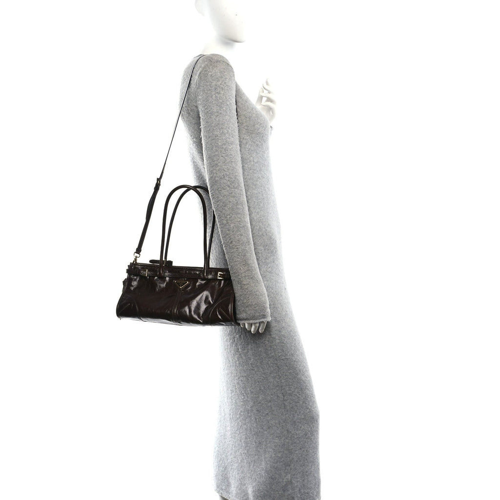 Shiny Nappa Medium Bonnie Shoulder Bag Moro