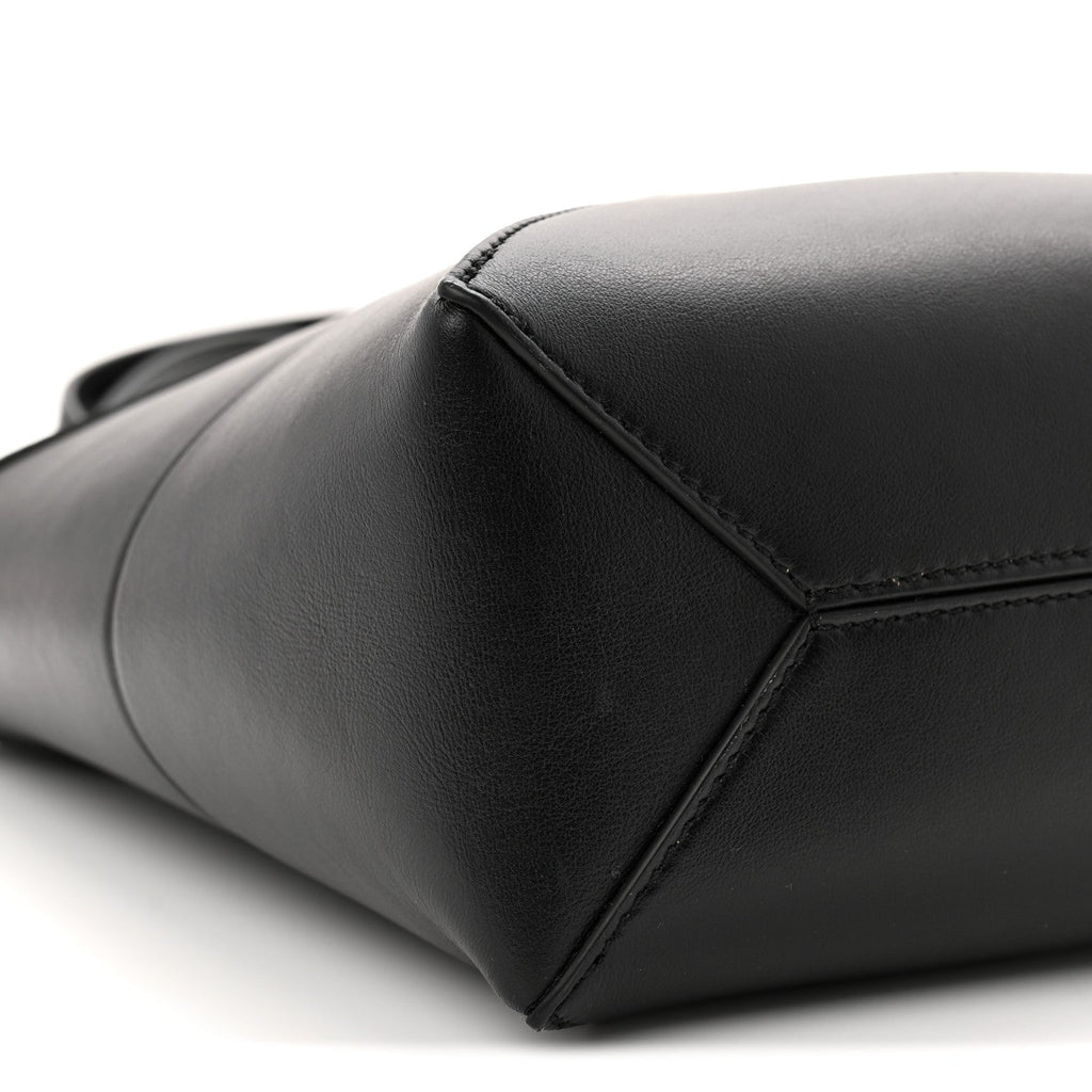 Shiny Calfskin Mini Puzzle Fold Tote Black