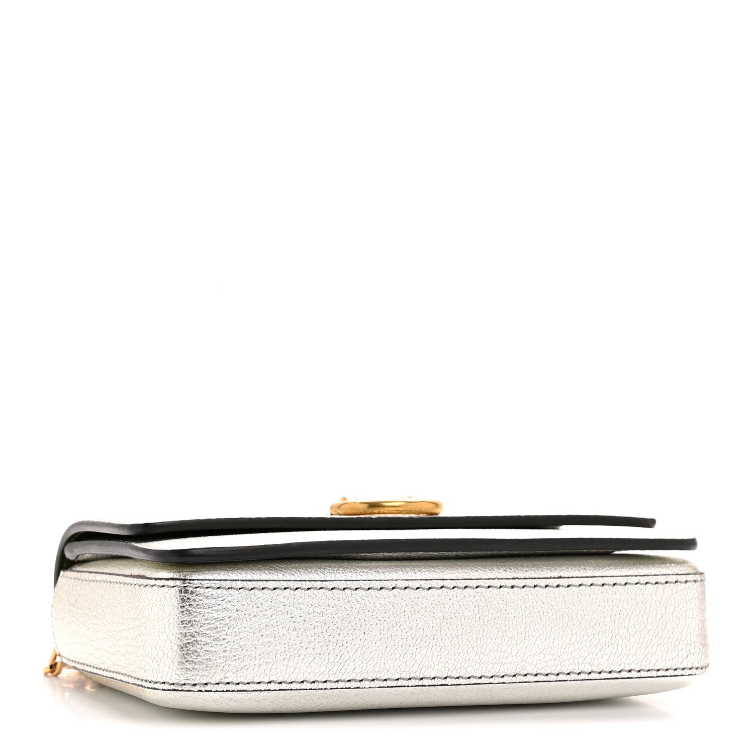 Metallic Hayes Goatskin D-Ring Mini Bag Silver