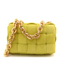 Suede Maxi Intrecciato Padded Chain Cassette Crossbody Bag Kiwi