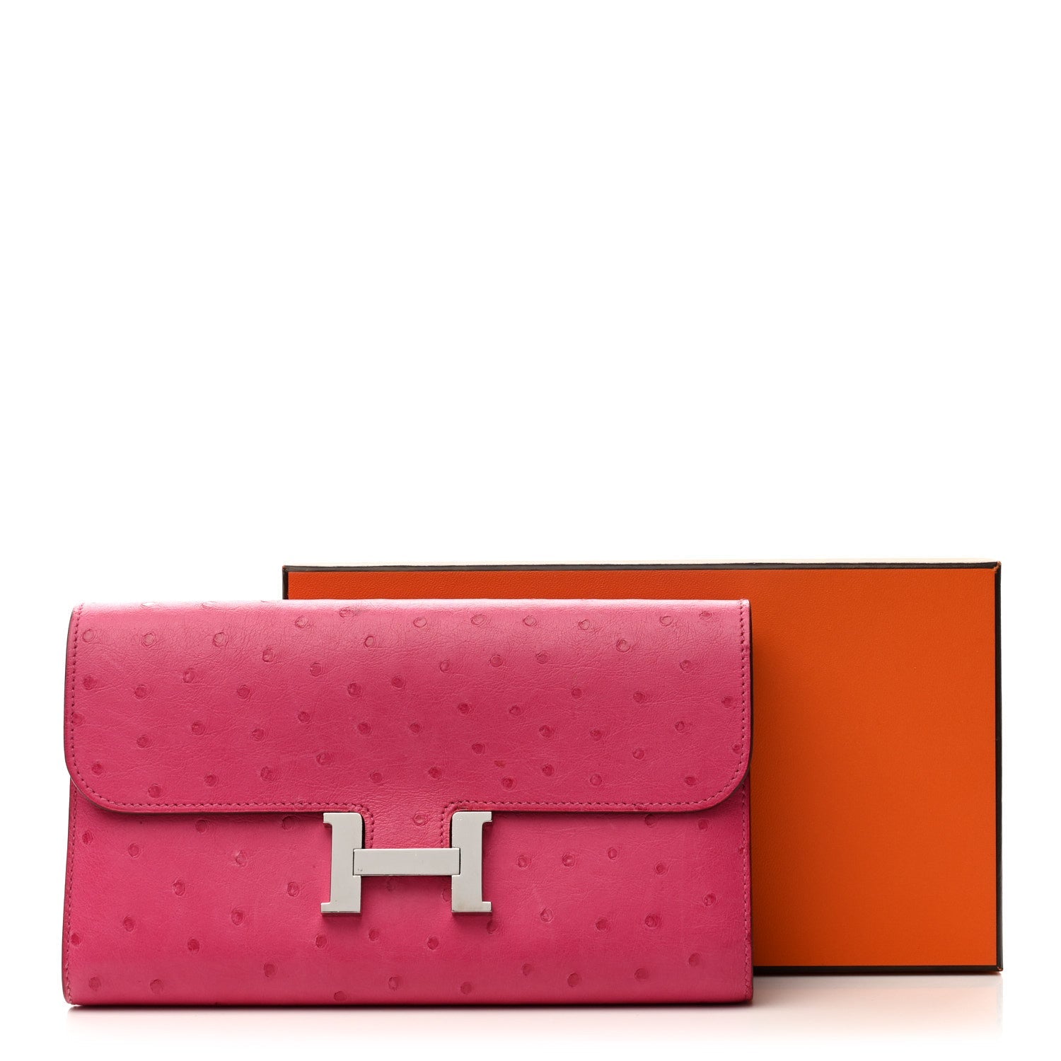 Ostrich Constance Long Wallet Rose Tyrien