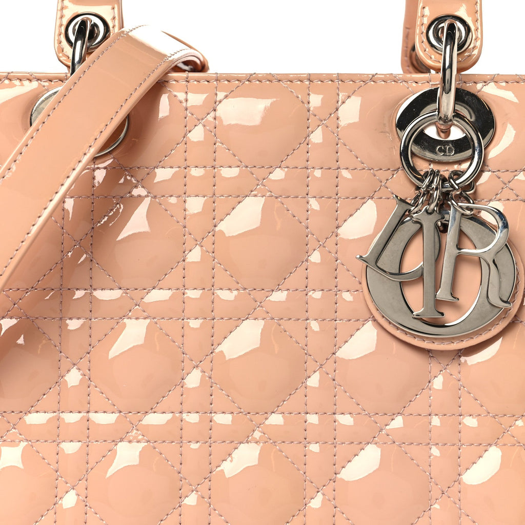 Patent Cannage Medium Lady Dior Rose Clair