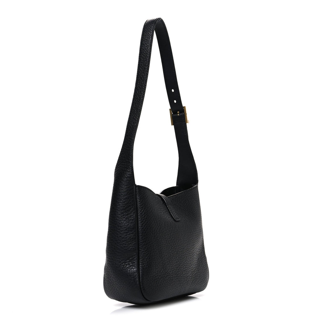 Grained Calfskin Baby Le 5 A 7 Supple Hobo Black
