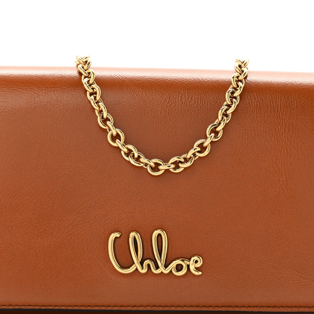 Calfskin Iconic Flap Wallet On Chain Clay Brown