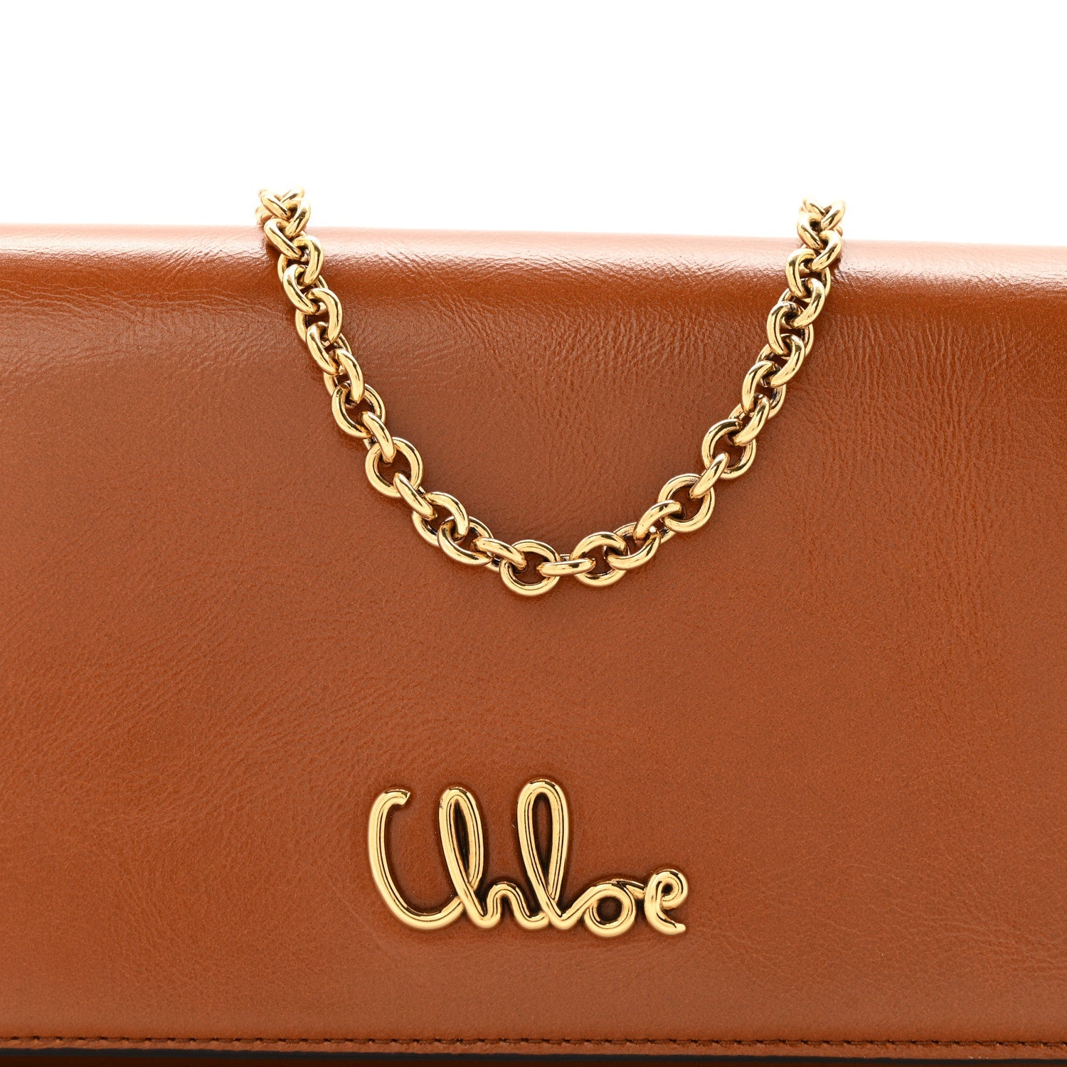 Calfskin Iconic Flap Wallet On Chain Clay Brown