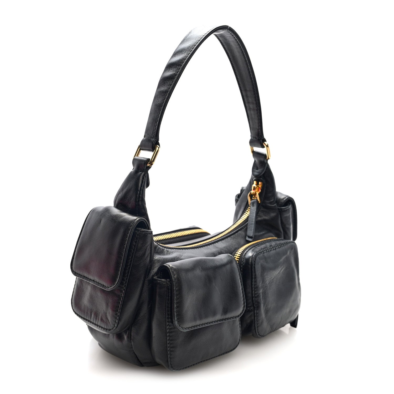 Nappa Multi Pocket Hobo Black