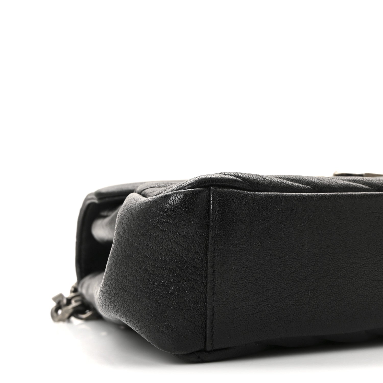 Sheepskin Matelasse Chevron Monogram Medium College Bag Black