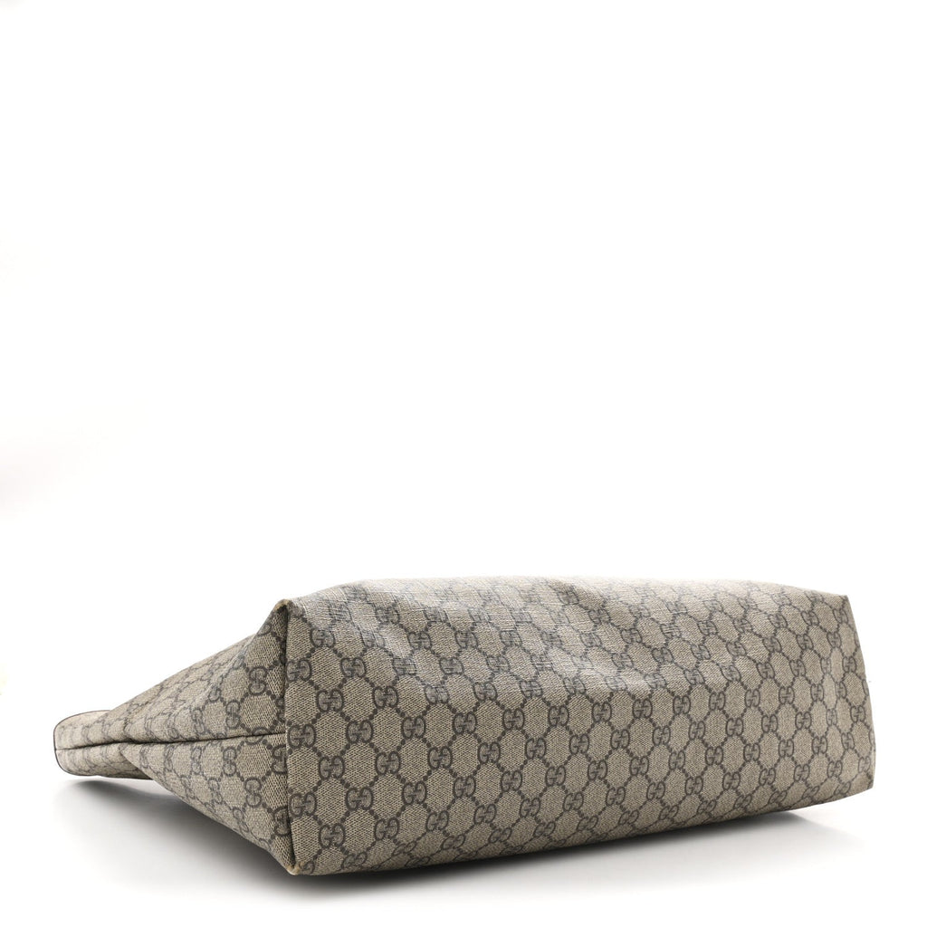 GG Supreme Monogram Large Zippered Shopping Tote Dark Brown