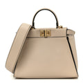 Vitello Seta Canvas FF Embroidered Mini Peekaboo Iconic Satchel Nuvola
