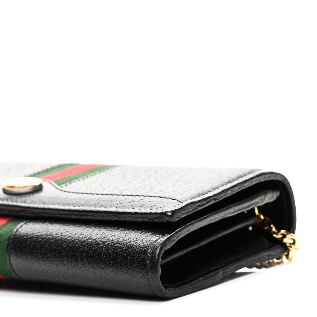 Textured Calfskin Web Ophidia Wallet On Chain Black