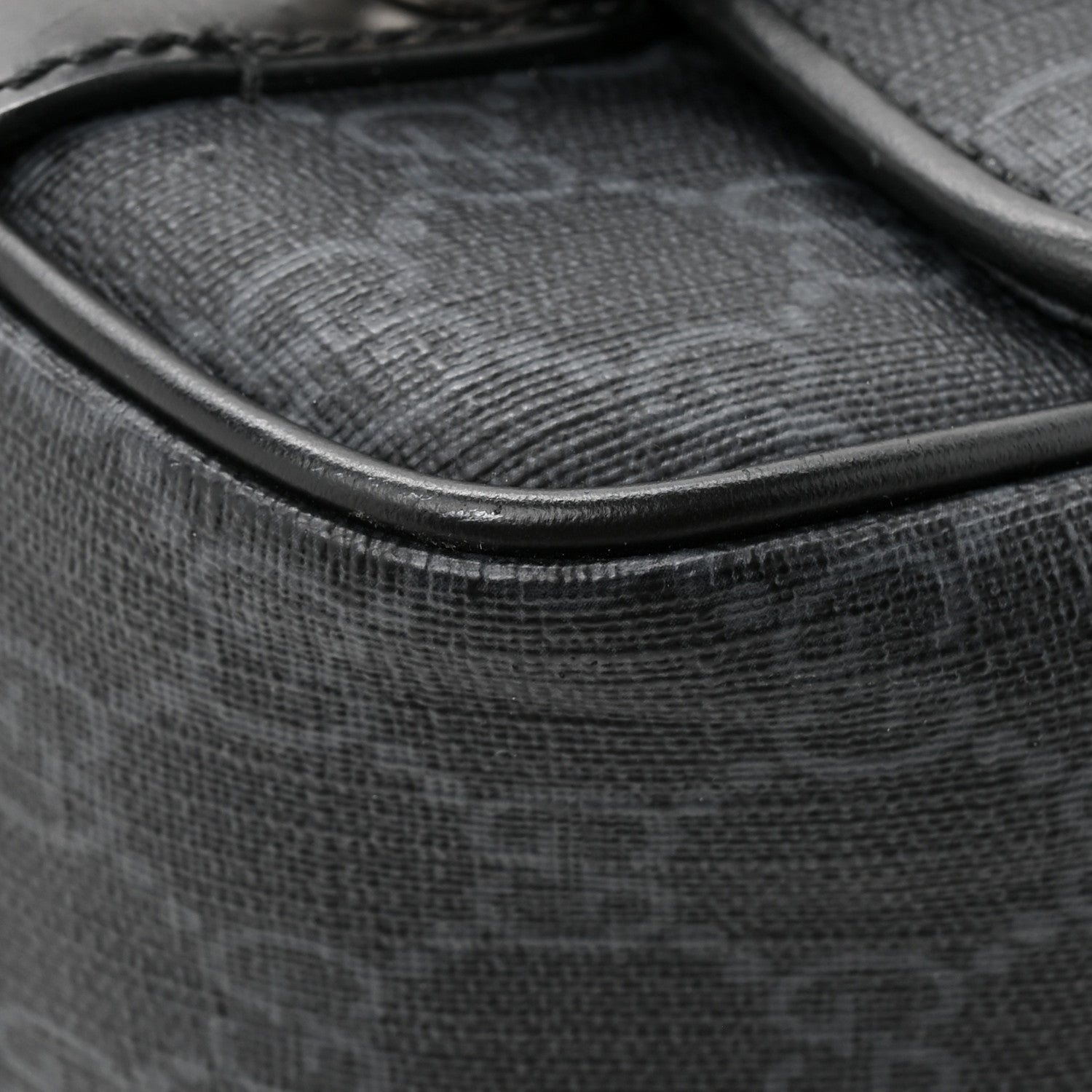 GG Supreme Monogram Textured Dollar Calfskin Retro Interlocking G Flap Messenger Bag Black