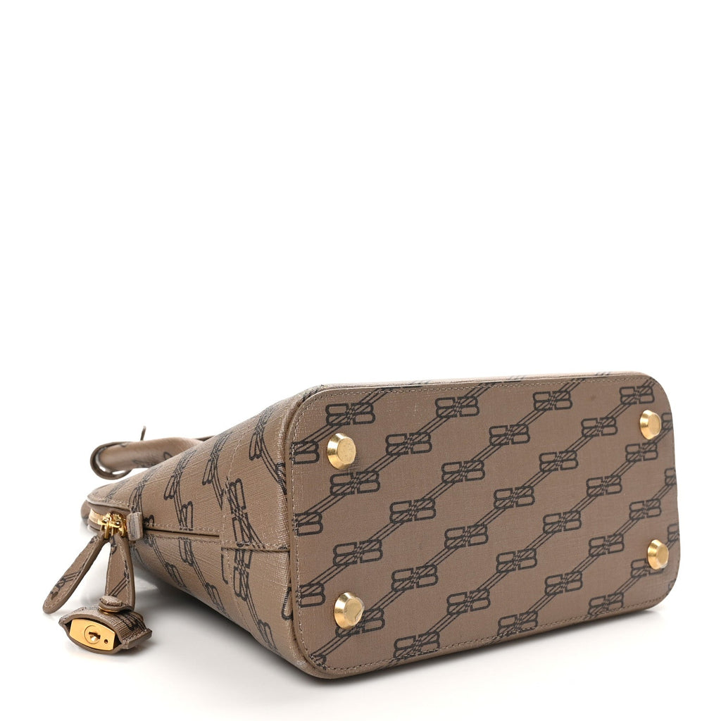 Coated Canvas BB Monogram S Ville Top Handle Bag Beige Brown