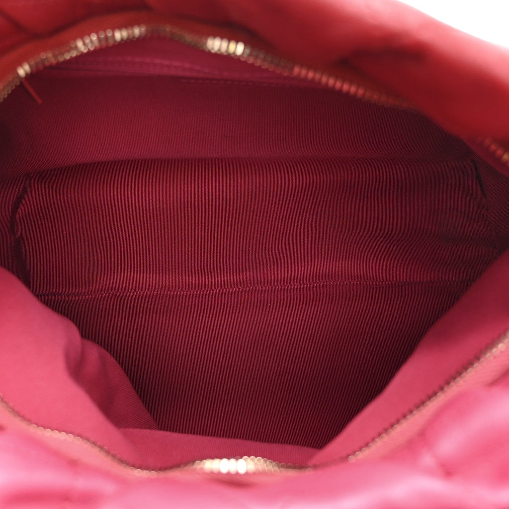 Calfskin Quilted Coco Shelter Bowling Bag Dark Pink Red