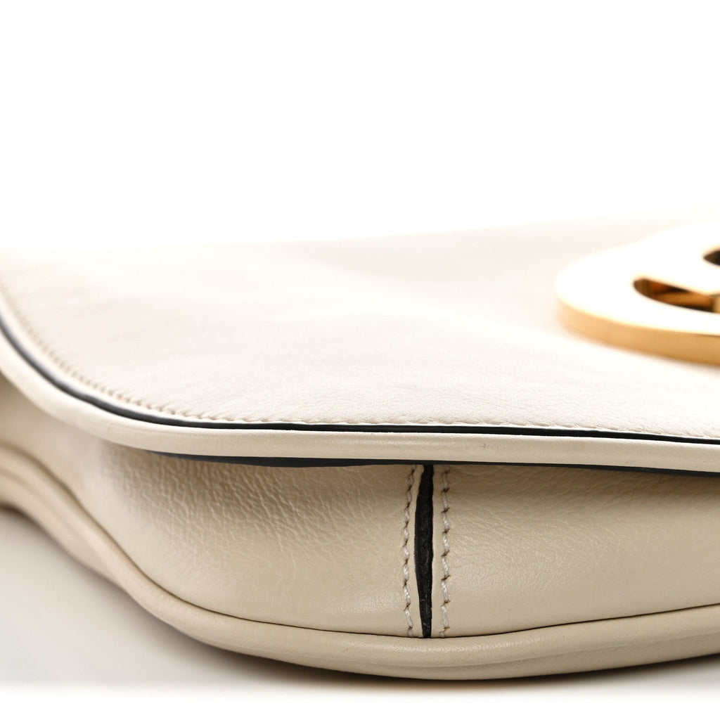 Roxy Calfskin Blondie Chain Shoulder Flap Bag Mystic White