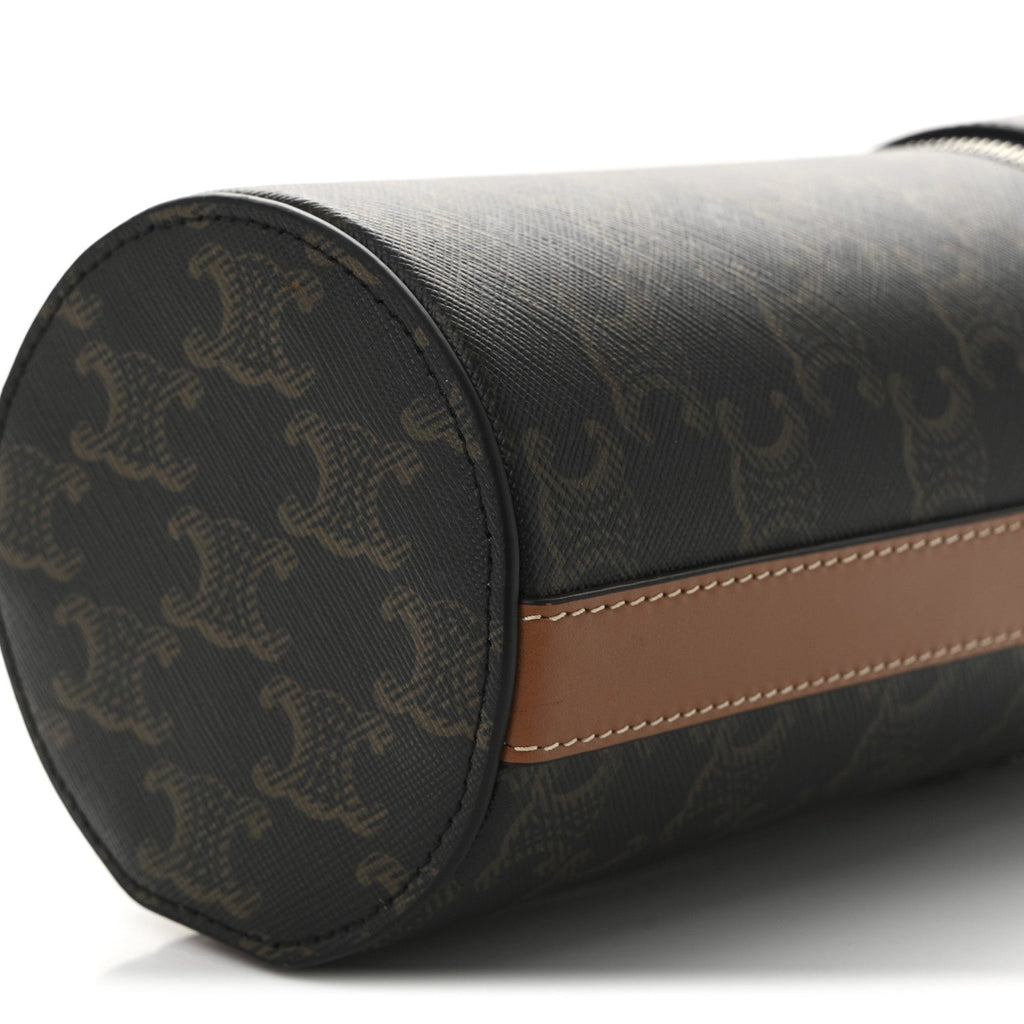 Triomphe Canvas Vertical Cylinder Bag Tan