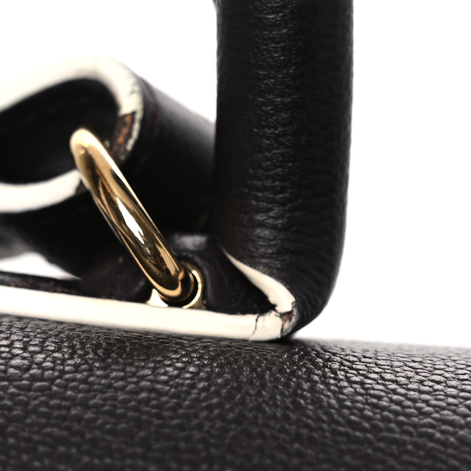Grained Calfskin Bi-Color Brillant Mini Satchel Black