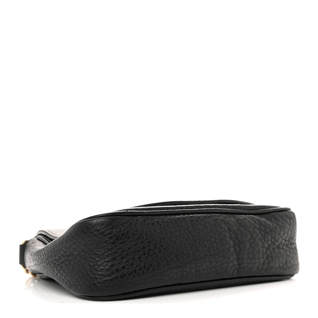 Pebbled Calfskin Small Soho Flap Crossbody Black