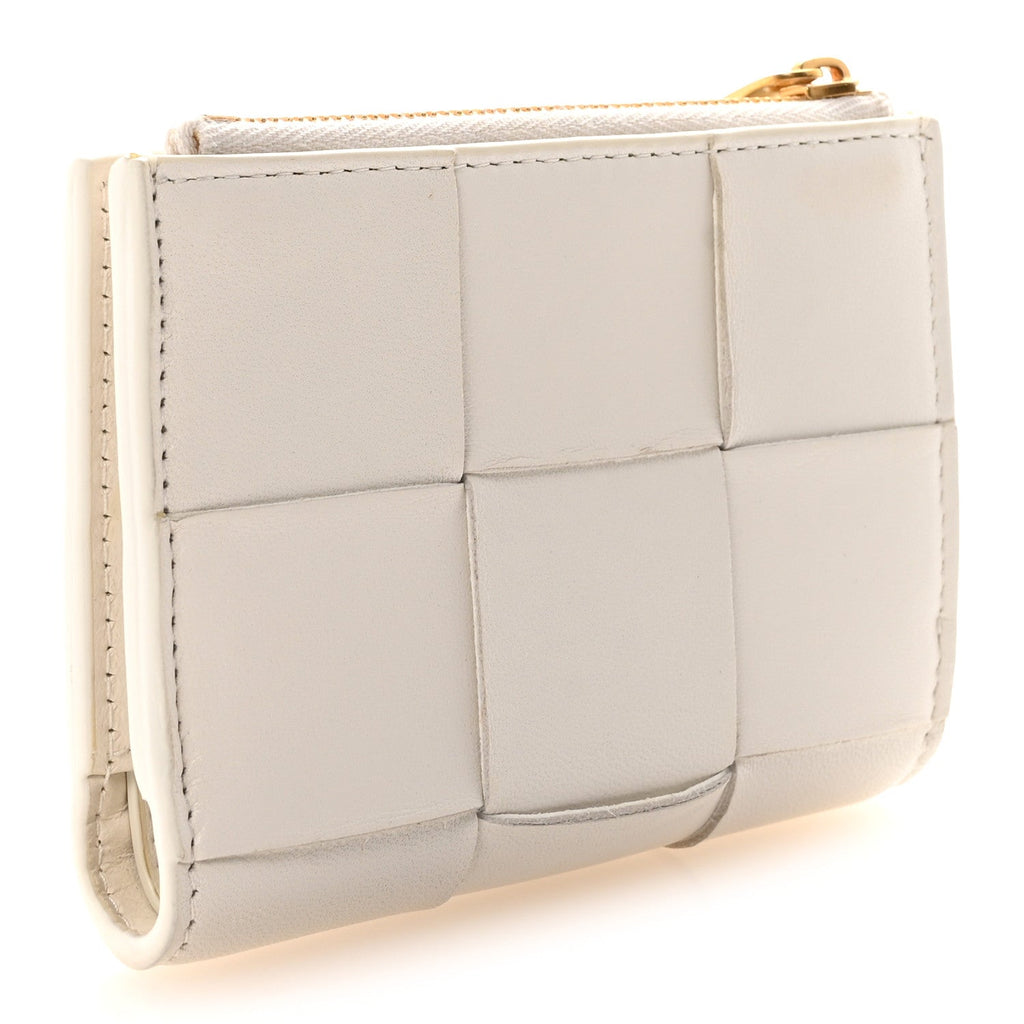 Nappa Maxi Intrecciato Bifold Zip Wallet White