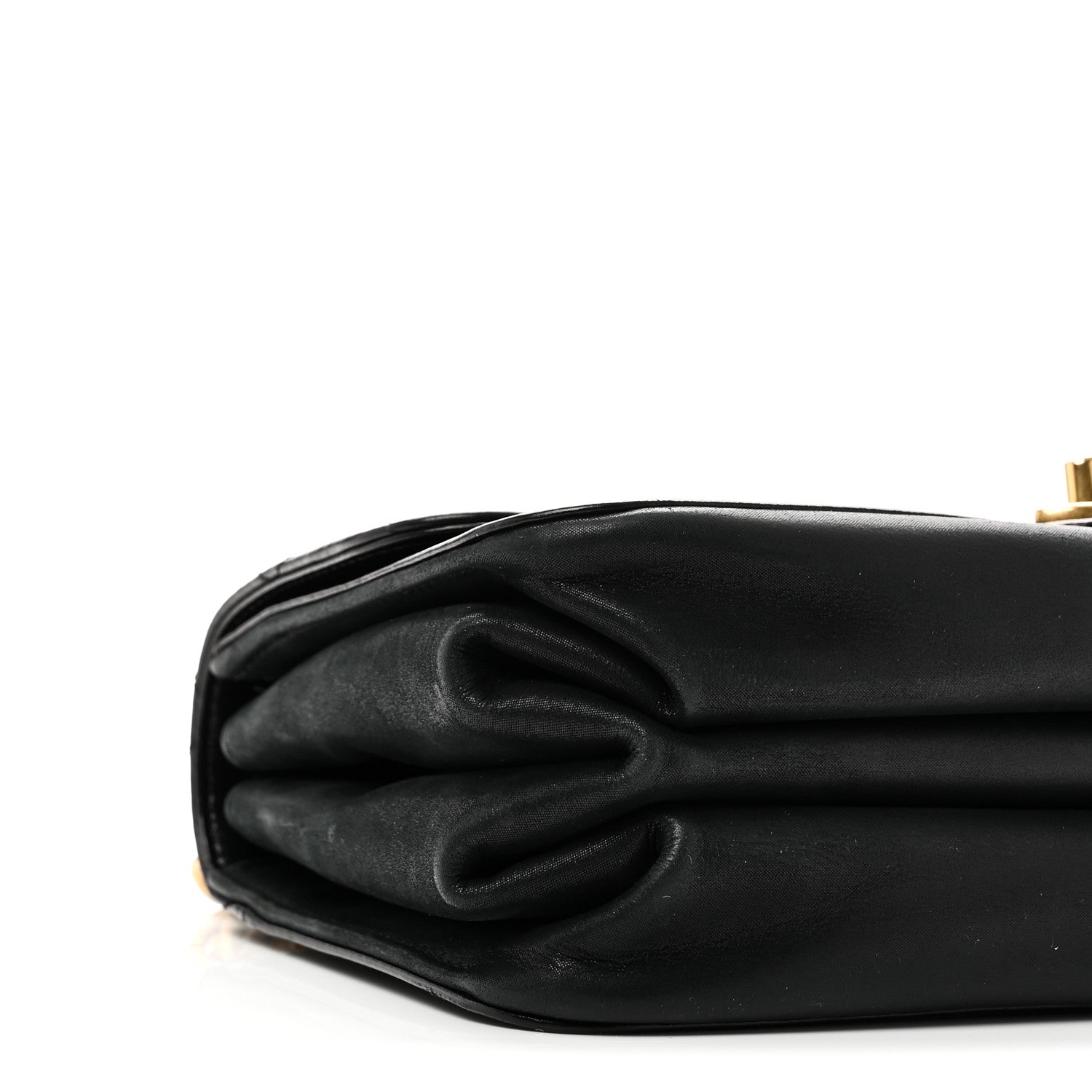 Iridescent Calfskin Quilted Small Straight Lined Flap Black
