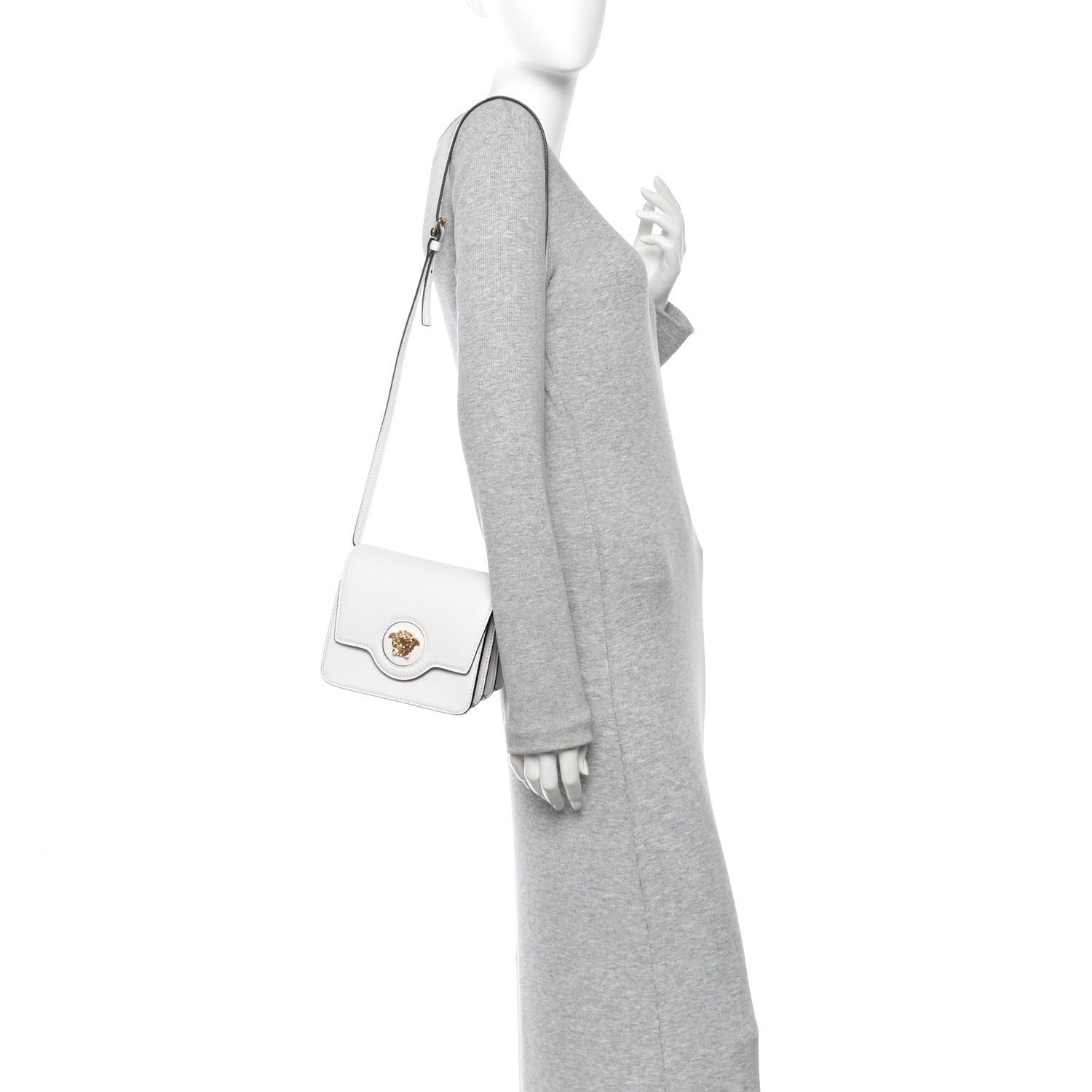 Grained Calfskin La Medusa Shoulder Bag White