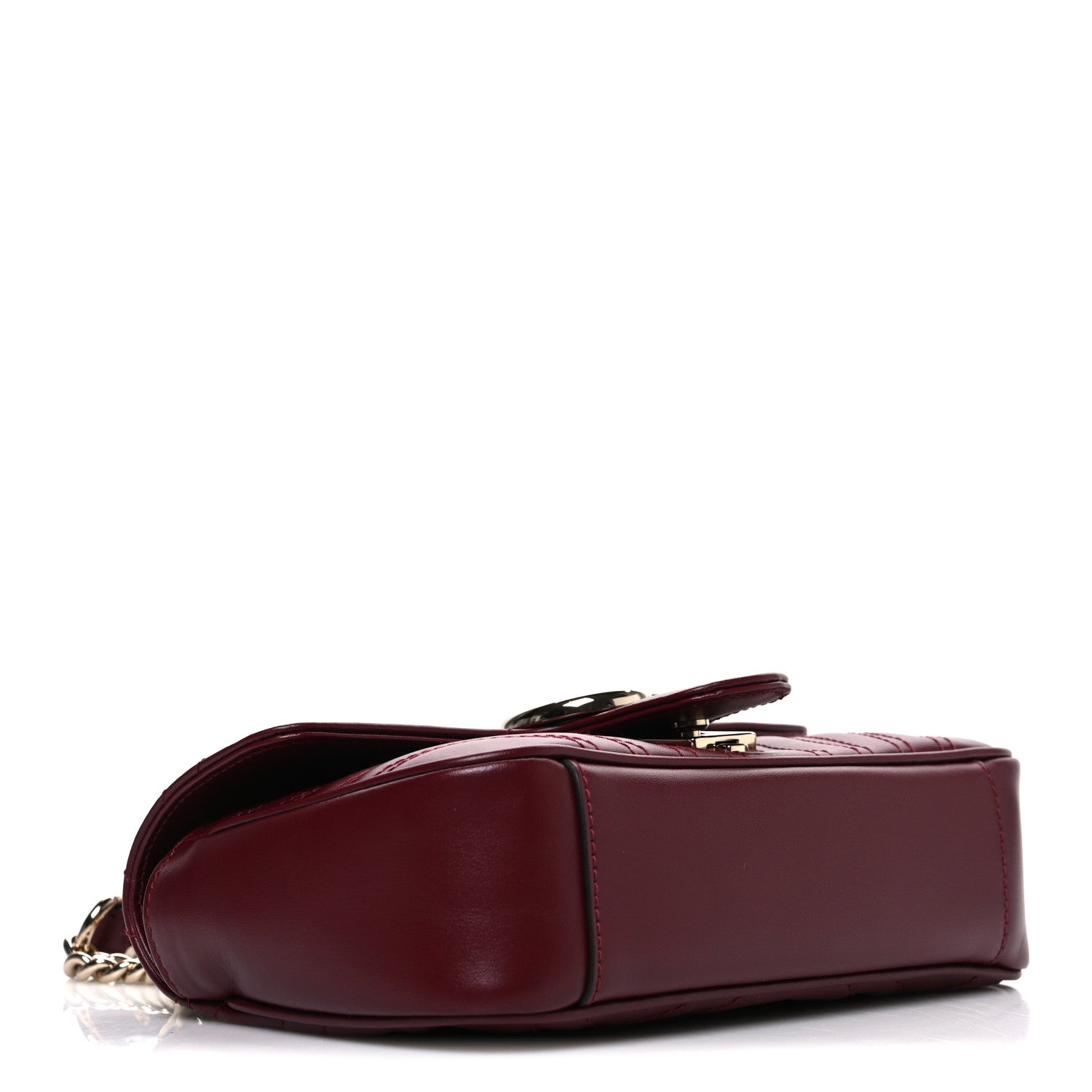 Calfskin Matelasse Mini GG Marmont Shoulder Bag Rosso Ancora