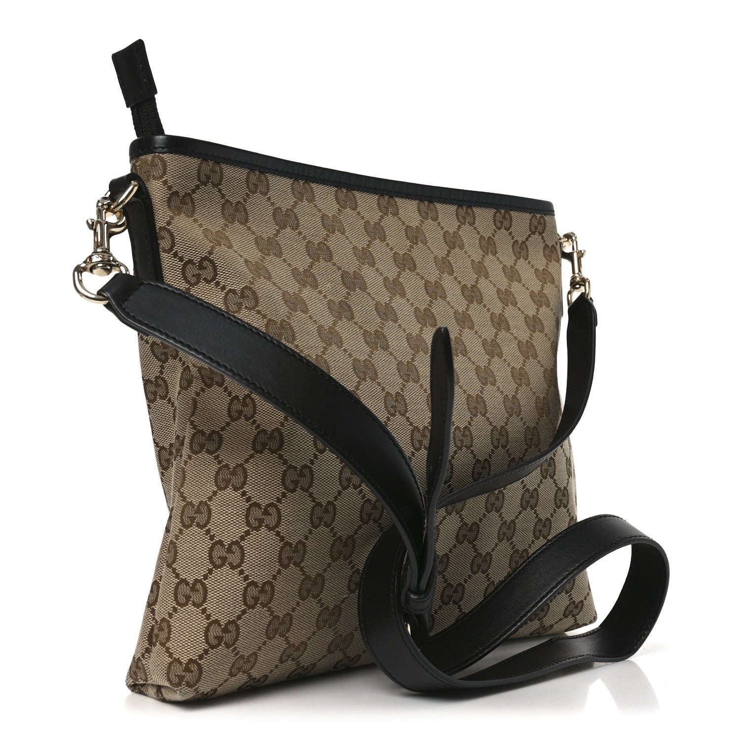 GG Monogram Web Flat Messenger Bag Black