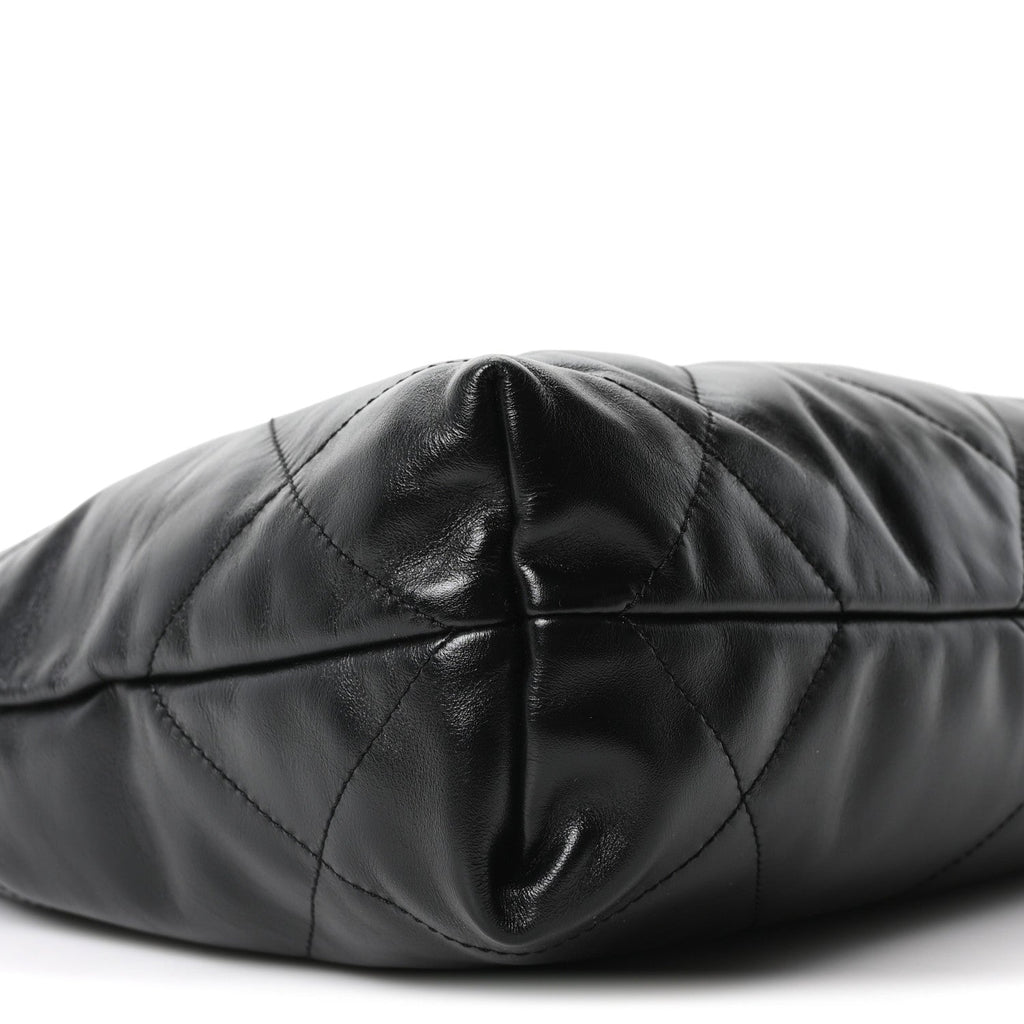 Shiny Calfskin Quilted Small Chanel 22 Black