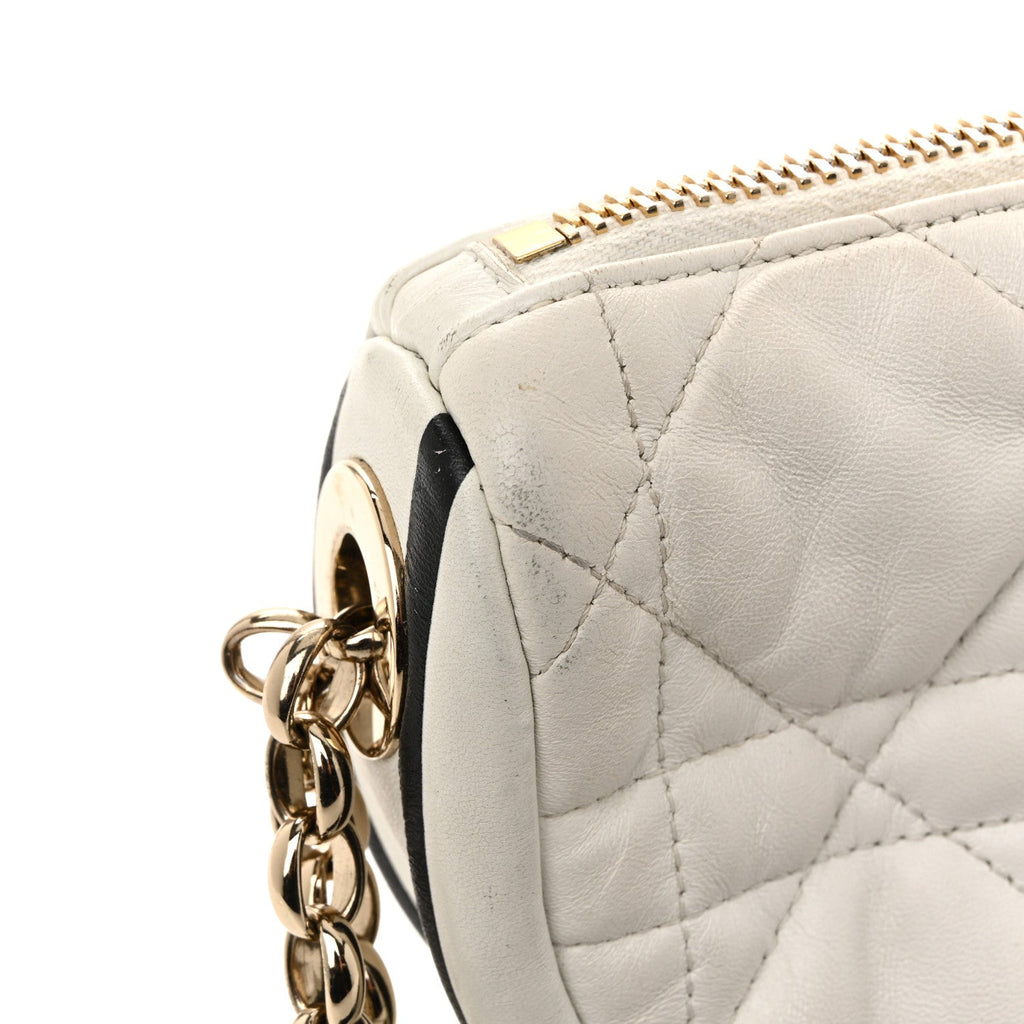 Lambskin Cannage Small Dior Vibe Hobo Bag White