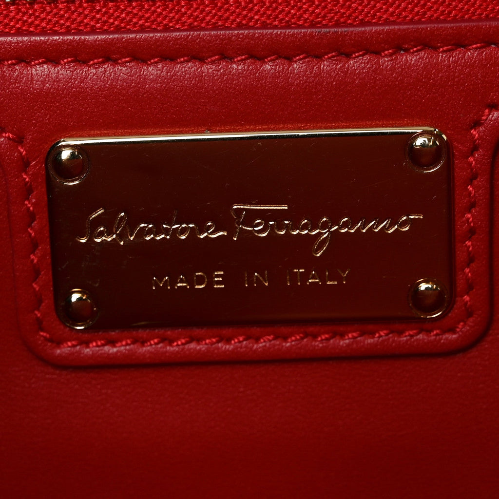 Printed Calfskin Ginny Shoulder Bag Red