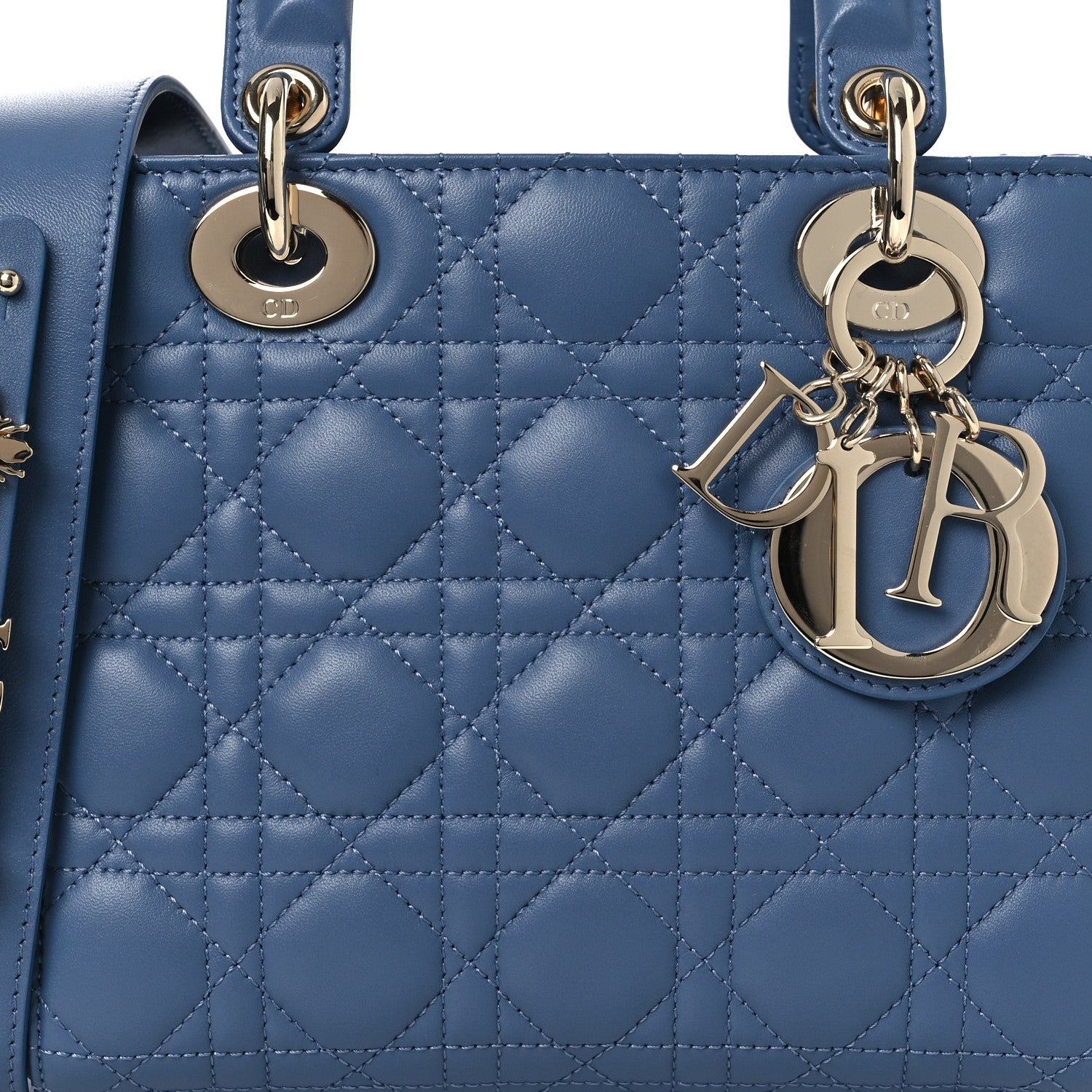 Lambskin Cannage Small My ABCDior Lady Dior Blue Denim