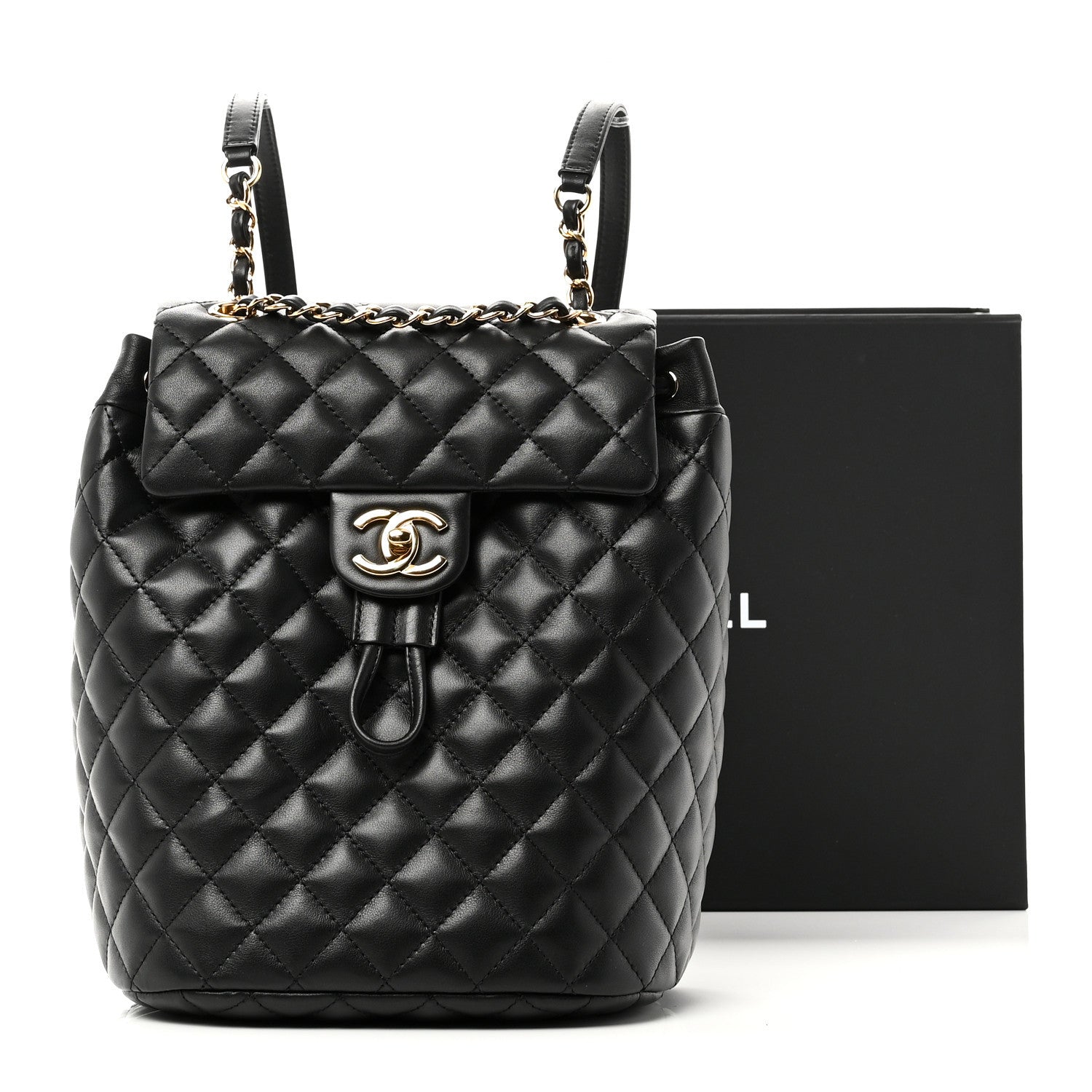 Lambskin Quilted Small Urban Spirit Backpack Black