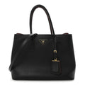 Saffiano Cuir Large Double Bag Black Fuoco