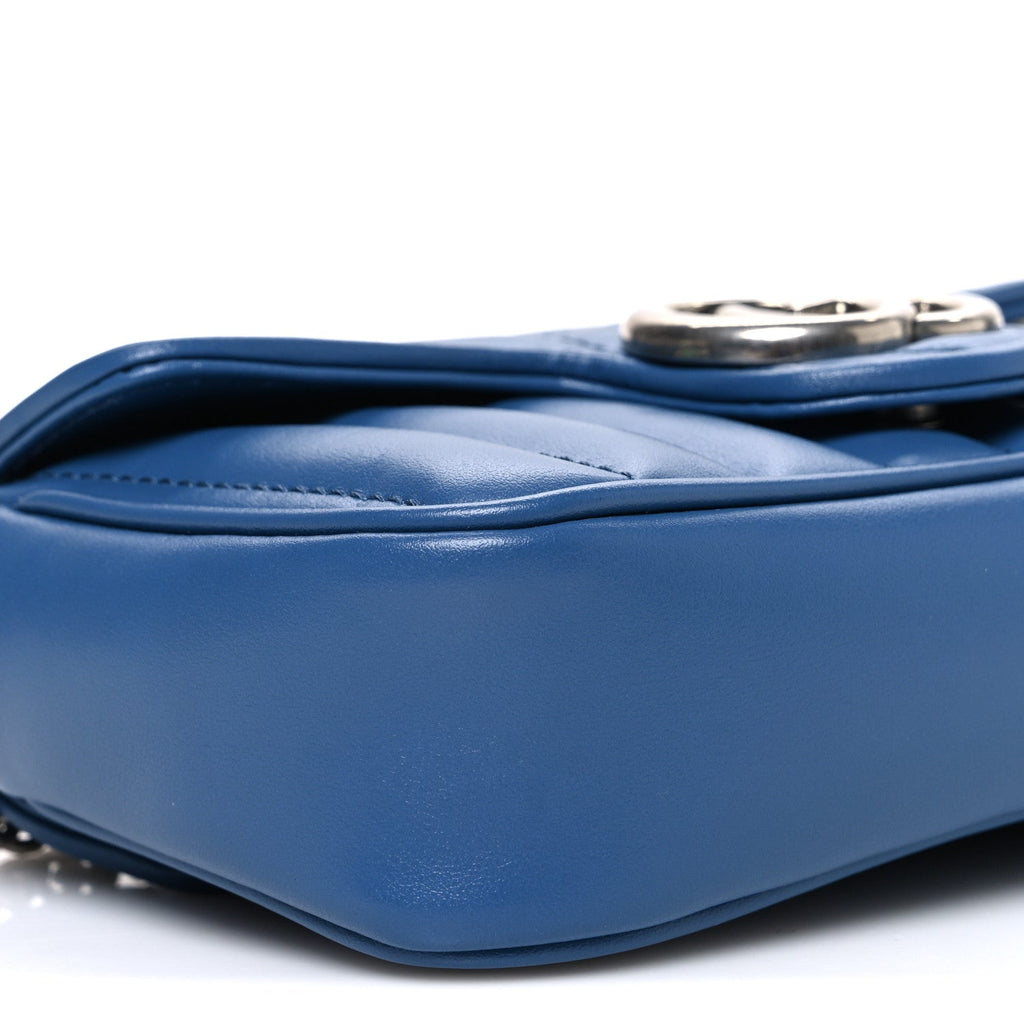 Calfskin Matelasse Aria Super Mini GG Marmont Shoulder Bag Clear Blue