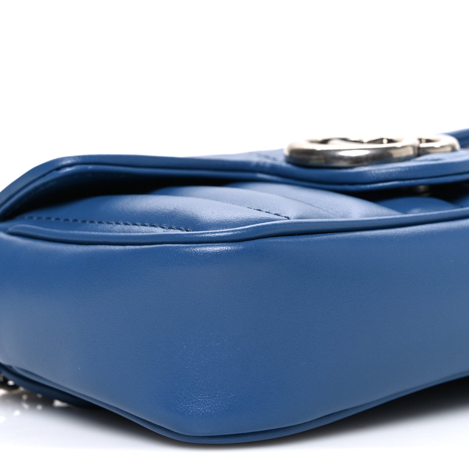 Calfskin Matelasse Aria Super Mini GG Marmont Shoulder Bag Clear Blue