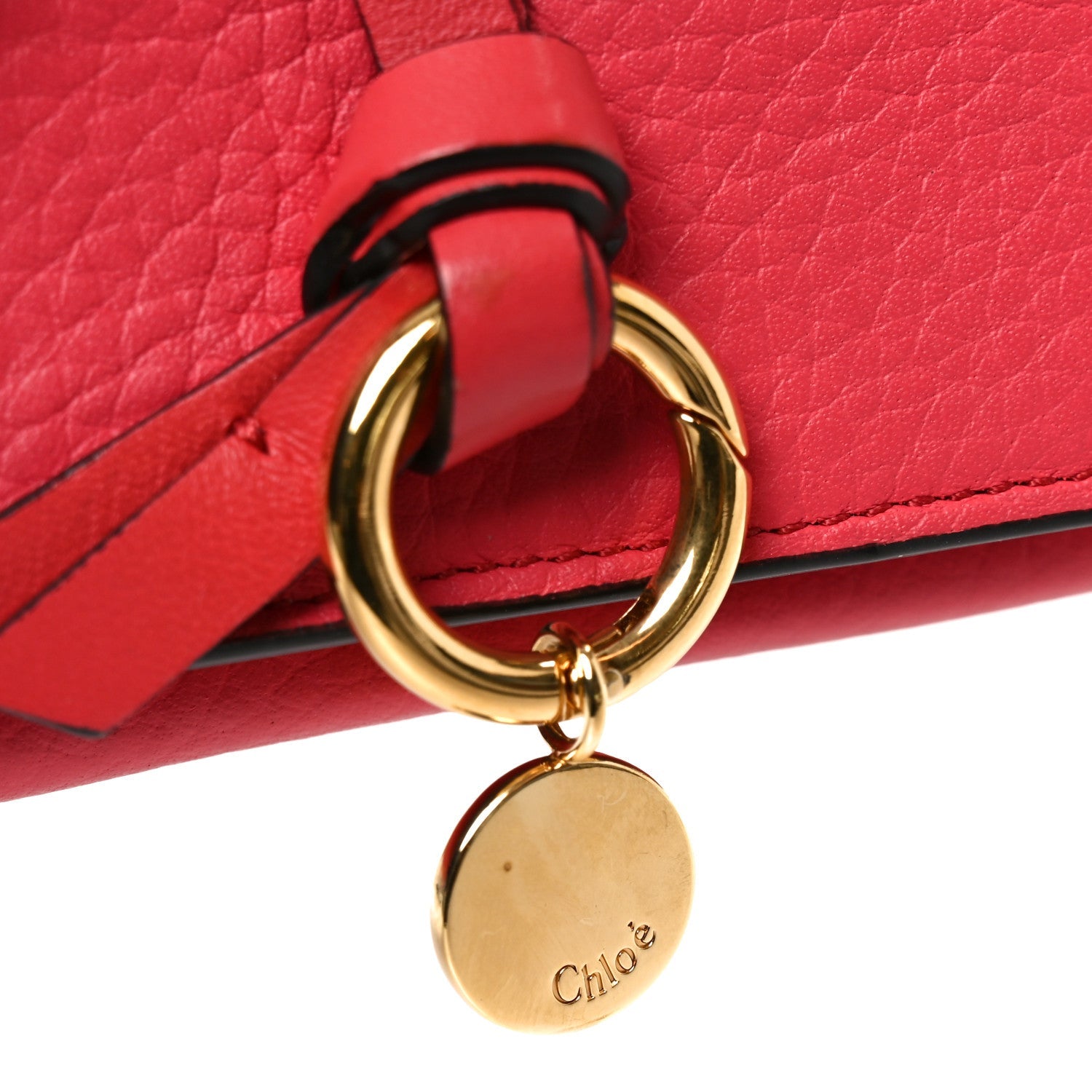 Grained Calfskin Alphabet Mini Trifold Wallet Crimson Pink