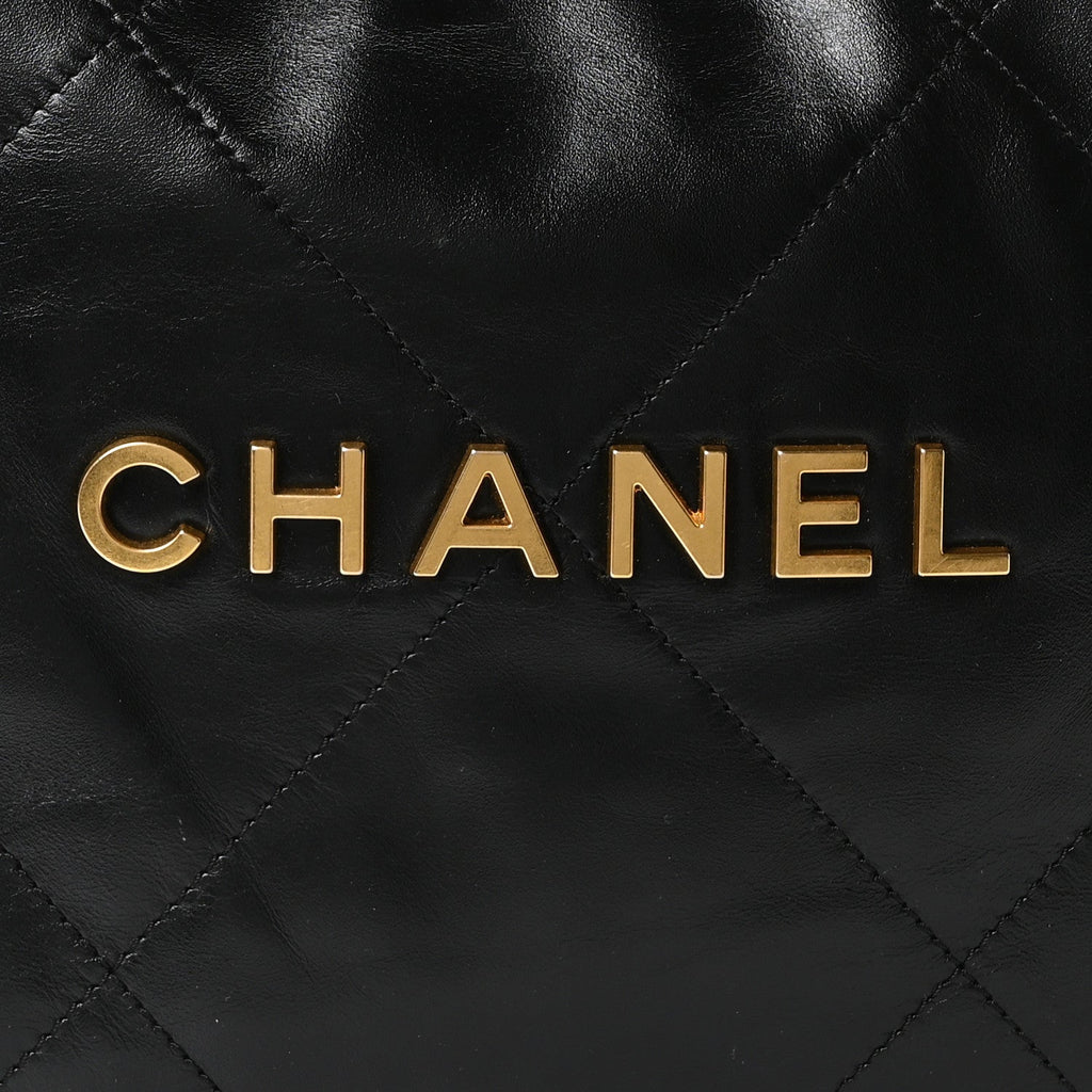 Shiny Calfskin Quilted Small Chanel 22 Black