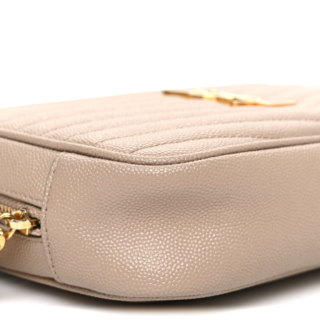 Grain De Poudre Matelasse Monogram Mini Lou Camera Bag Dark Beige