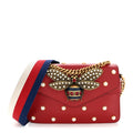 Nappa Pearl Studded Mini Queen Margaret Broadway Shoulder Bag Hibiscus Red