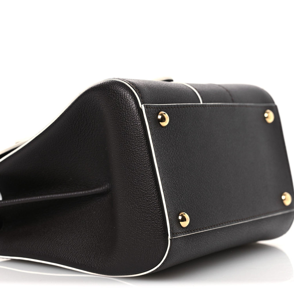 Grained Calfskin Bi-Color Brillant Mini Satchel Black