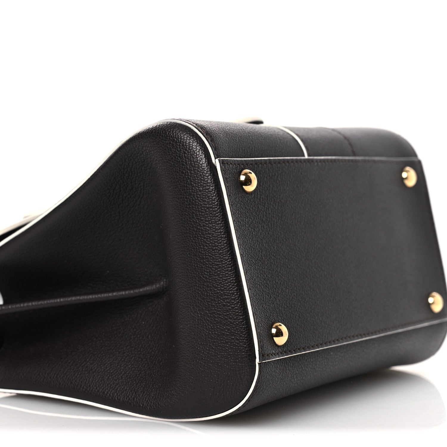 Grained Calfskin Bi-Color Brillant Mini Satchel Black