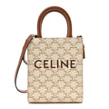 Triomphe Canvas Calfskin Mini Vertical Cabas White
