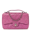 Elaphe Snakeskin Quilted Medium Easy Carry Flap Purple