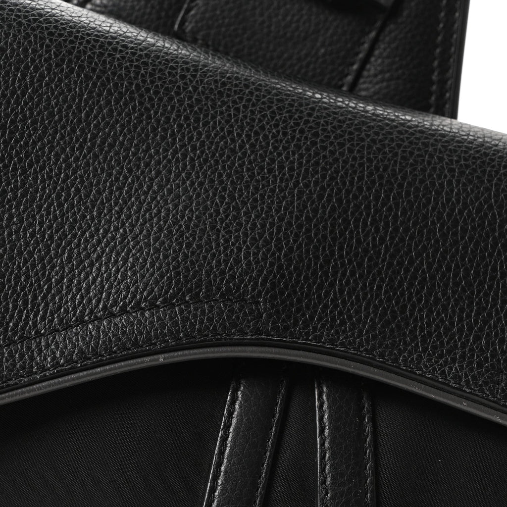 X Sacai Grained Calfskin Technical Fabric Mens Saddle Bag Black