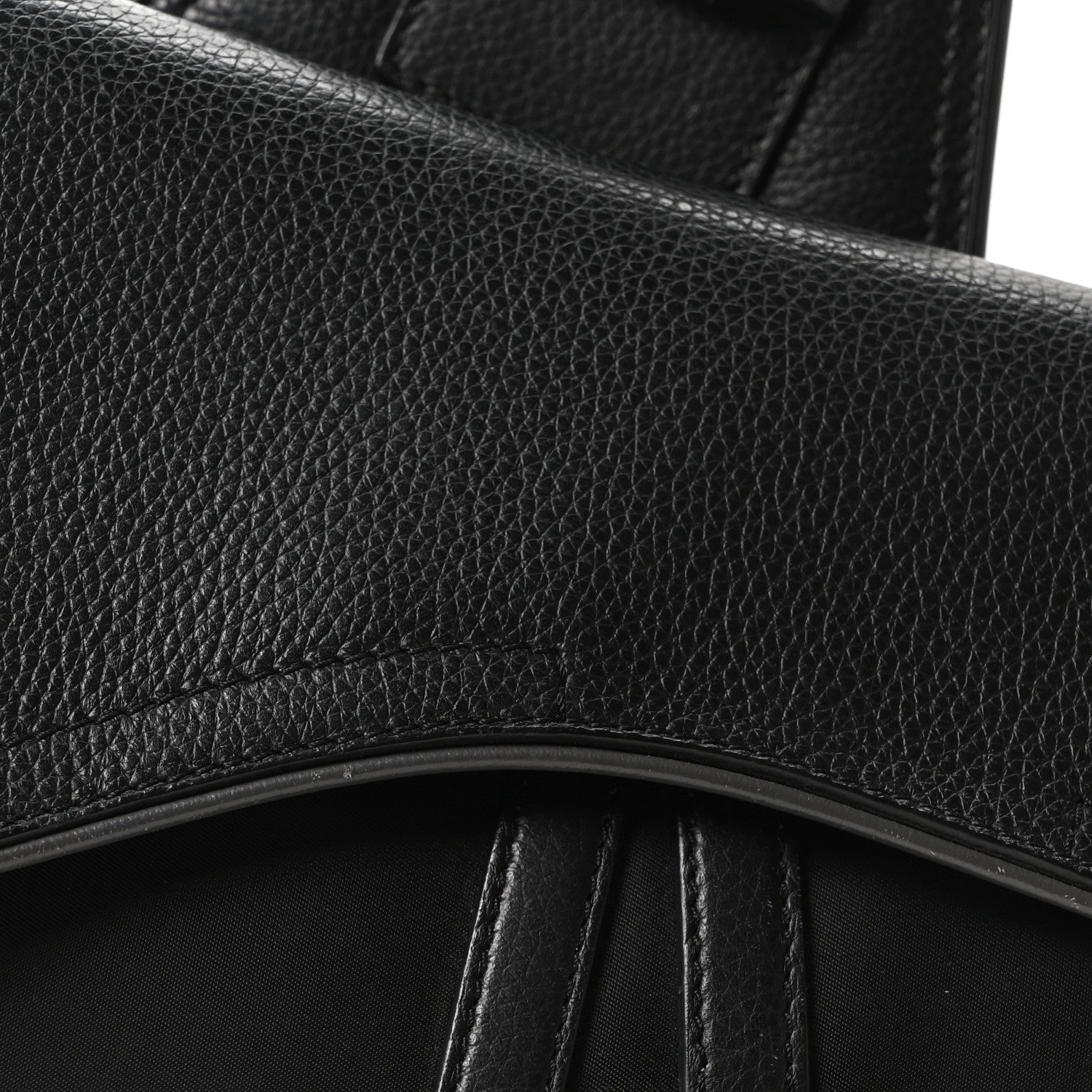 X Sacai Grained Calfskin Technical Fabric Mens Saddle Bag Black