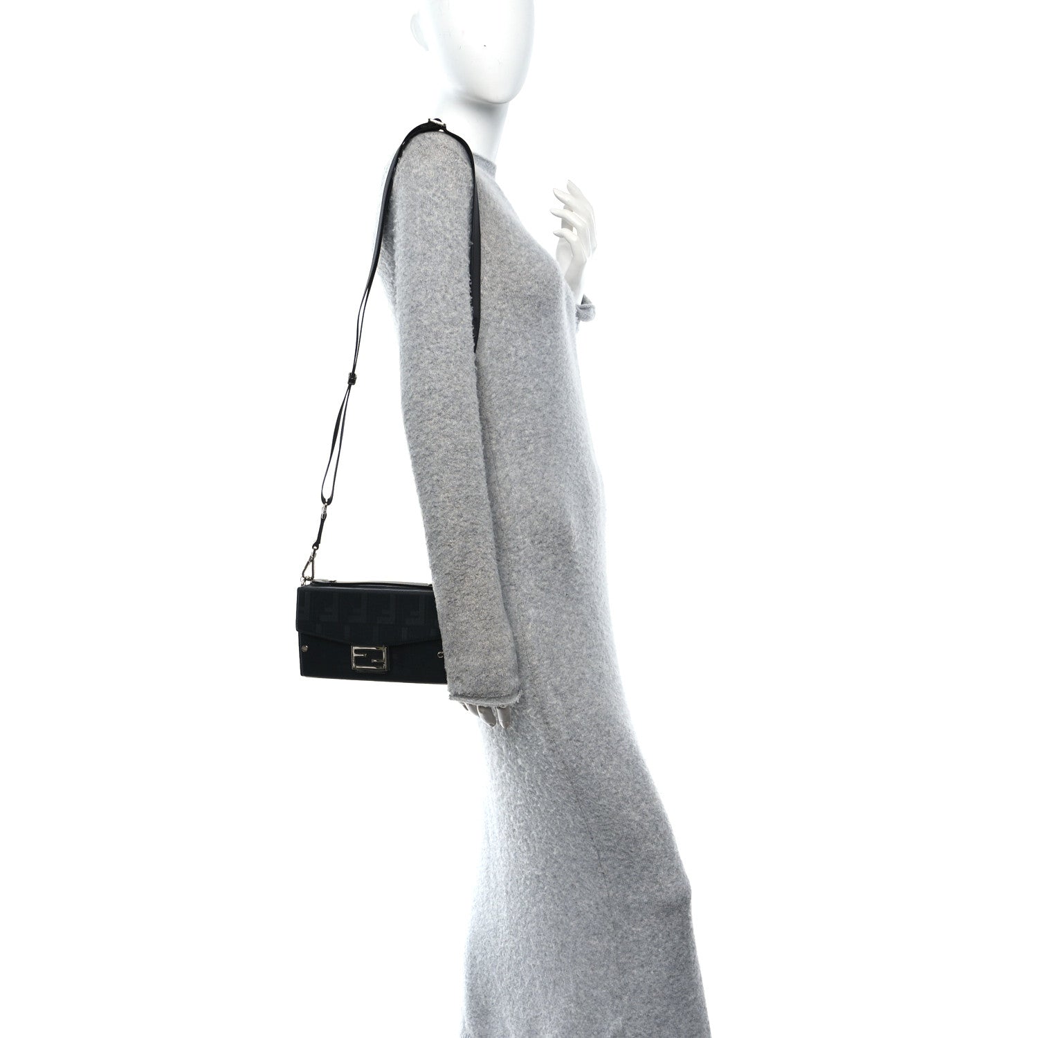 Vitello King FF Lines Embossed Baguette Soft Trunk Black