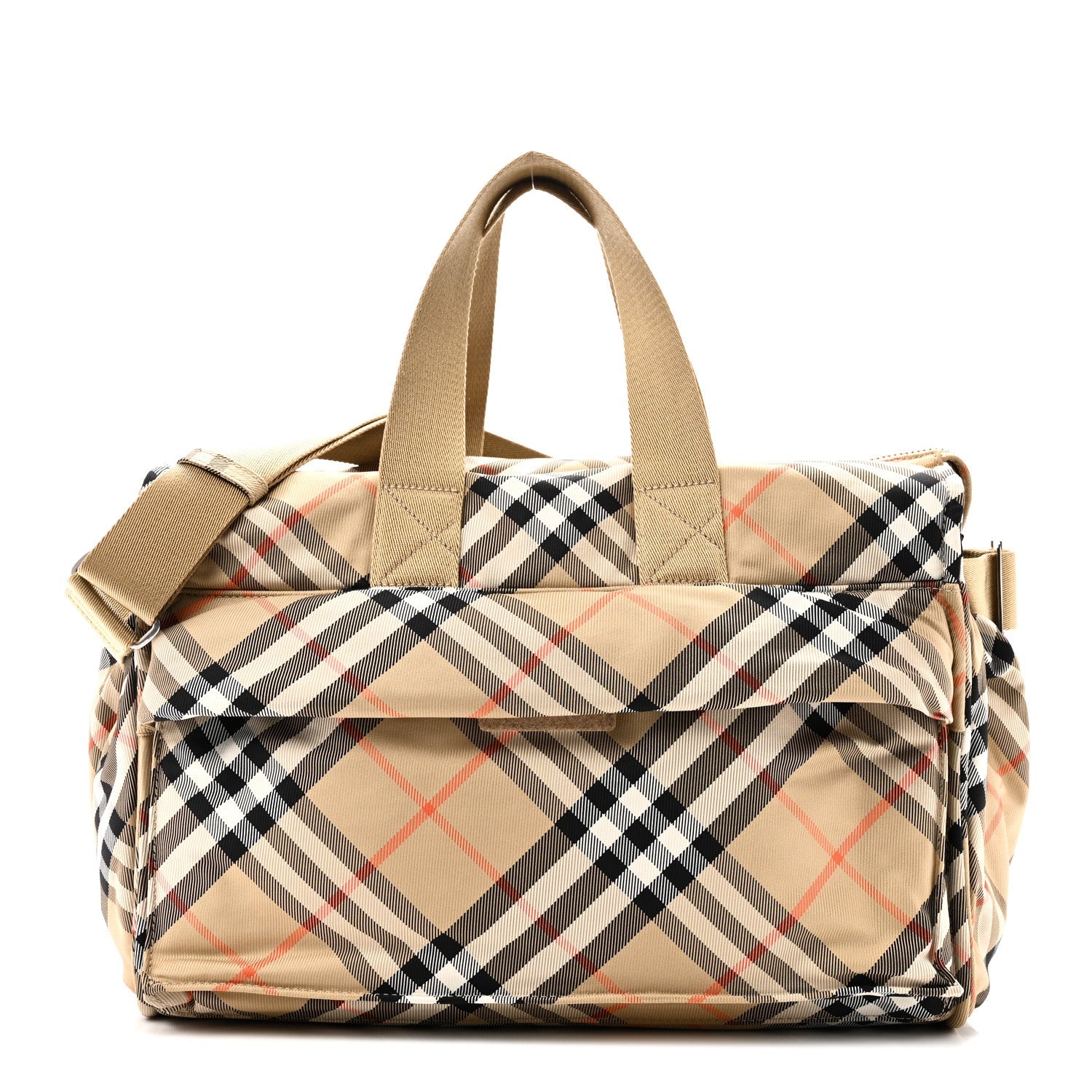 Nova Check Tote Diaper Bag Sand Beige