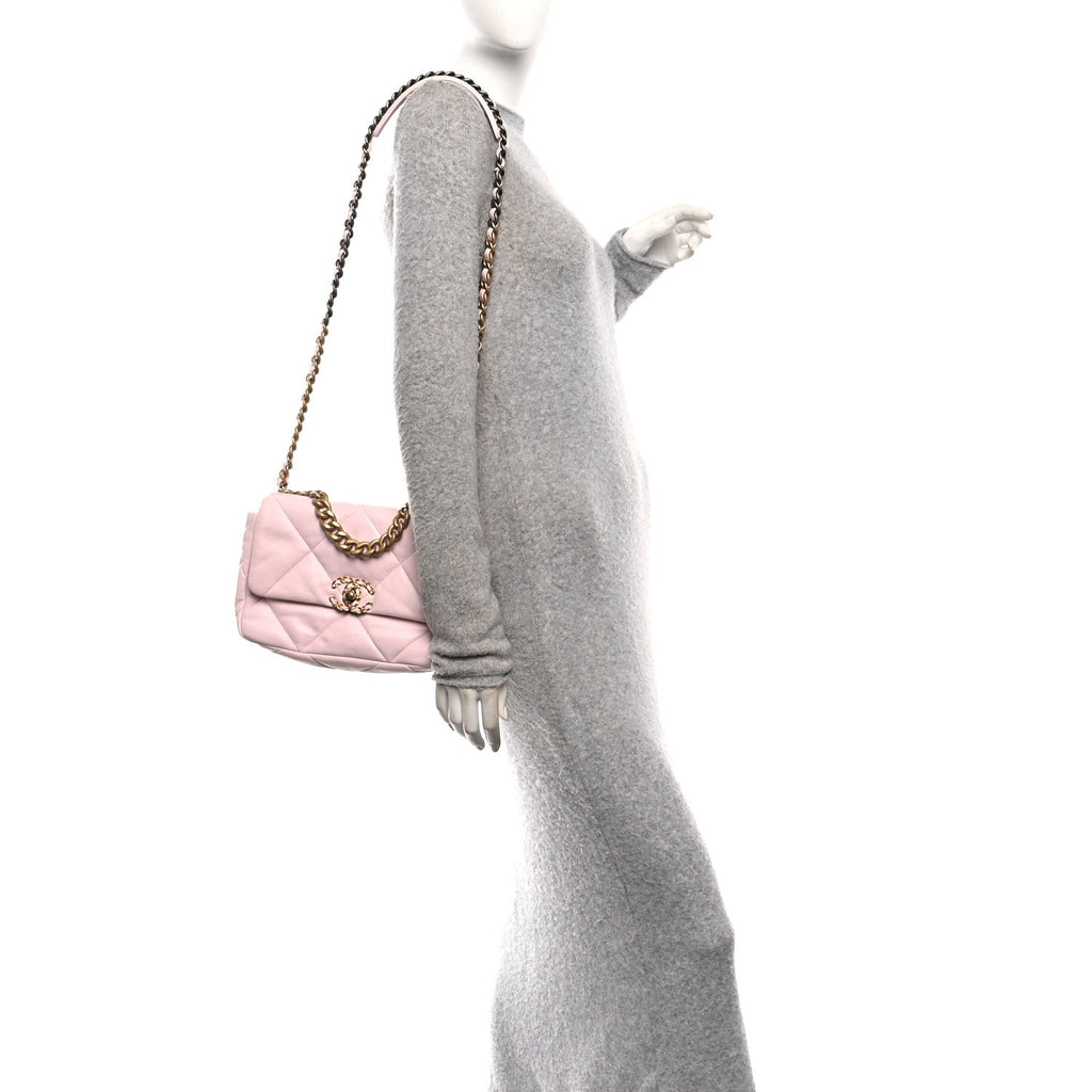 Lambskin Quilted Medium Chanel 19 Flap Light Pink
