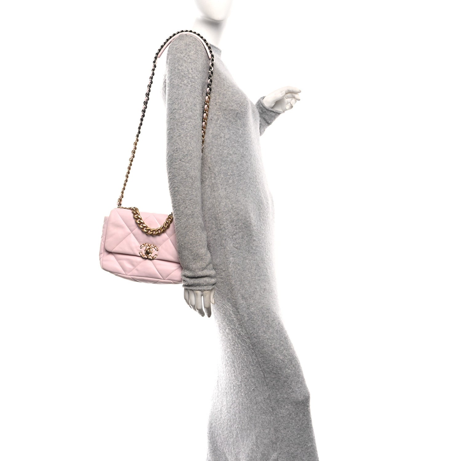 Lambskin Quilted Medium Chanel 19 Flap Light Pink