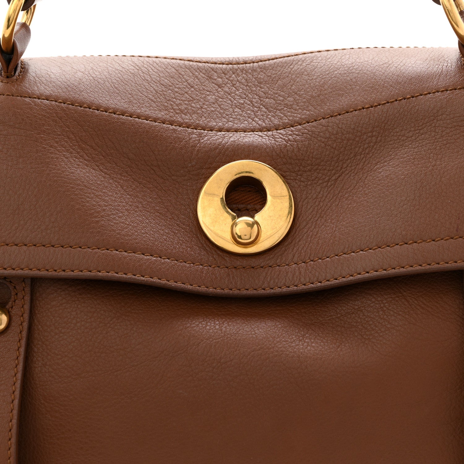 Calfskin Canvas Medium Muse Two Brown