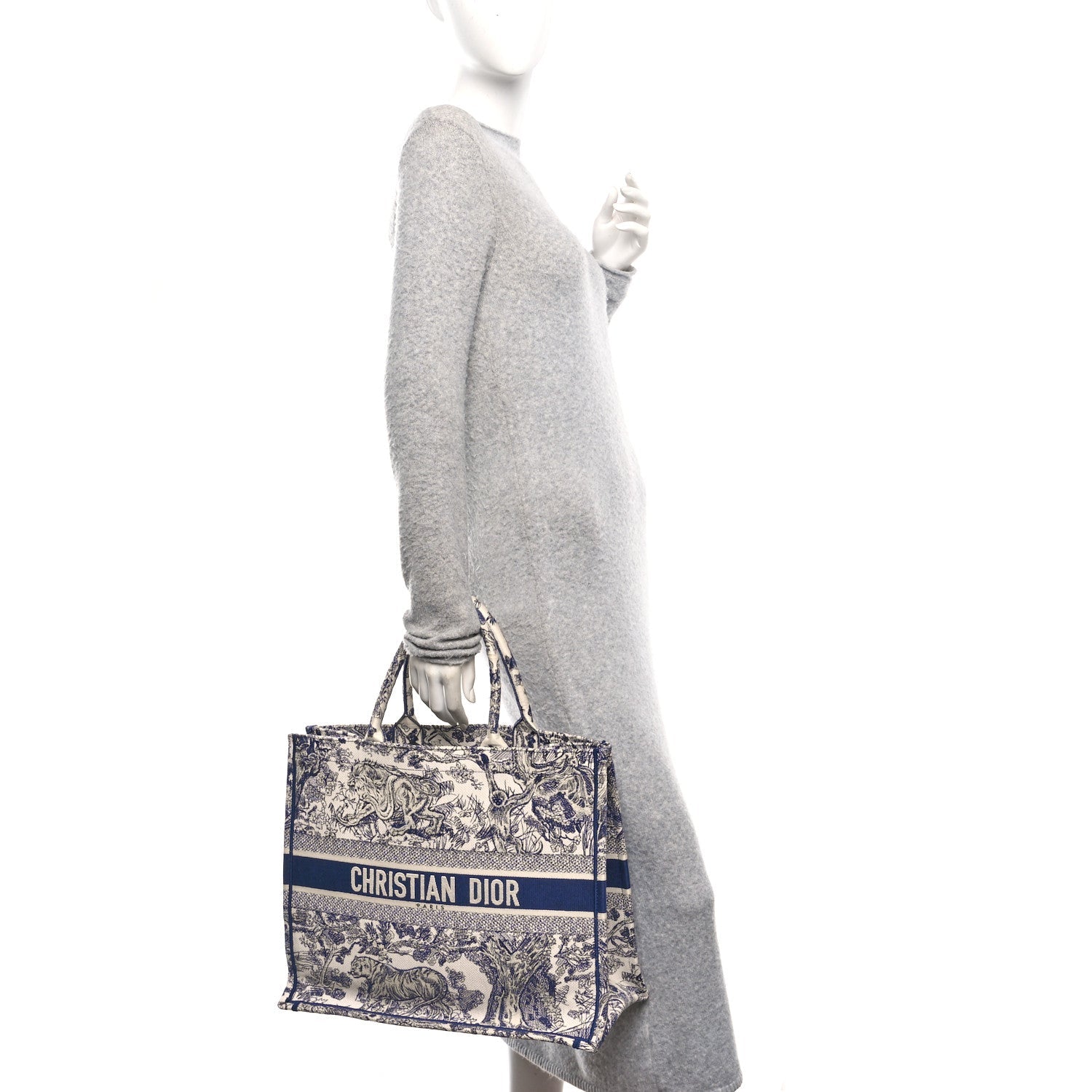 Canvas Embroidered Large Dioriviera Toile De Jouy Book Tote Blue